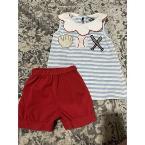 Girls Honestly Brand Baseball Appliqué Outfit Size 7 Boutique